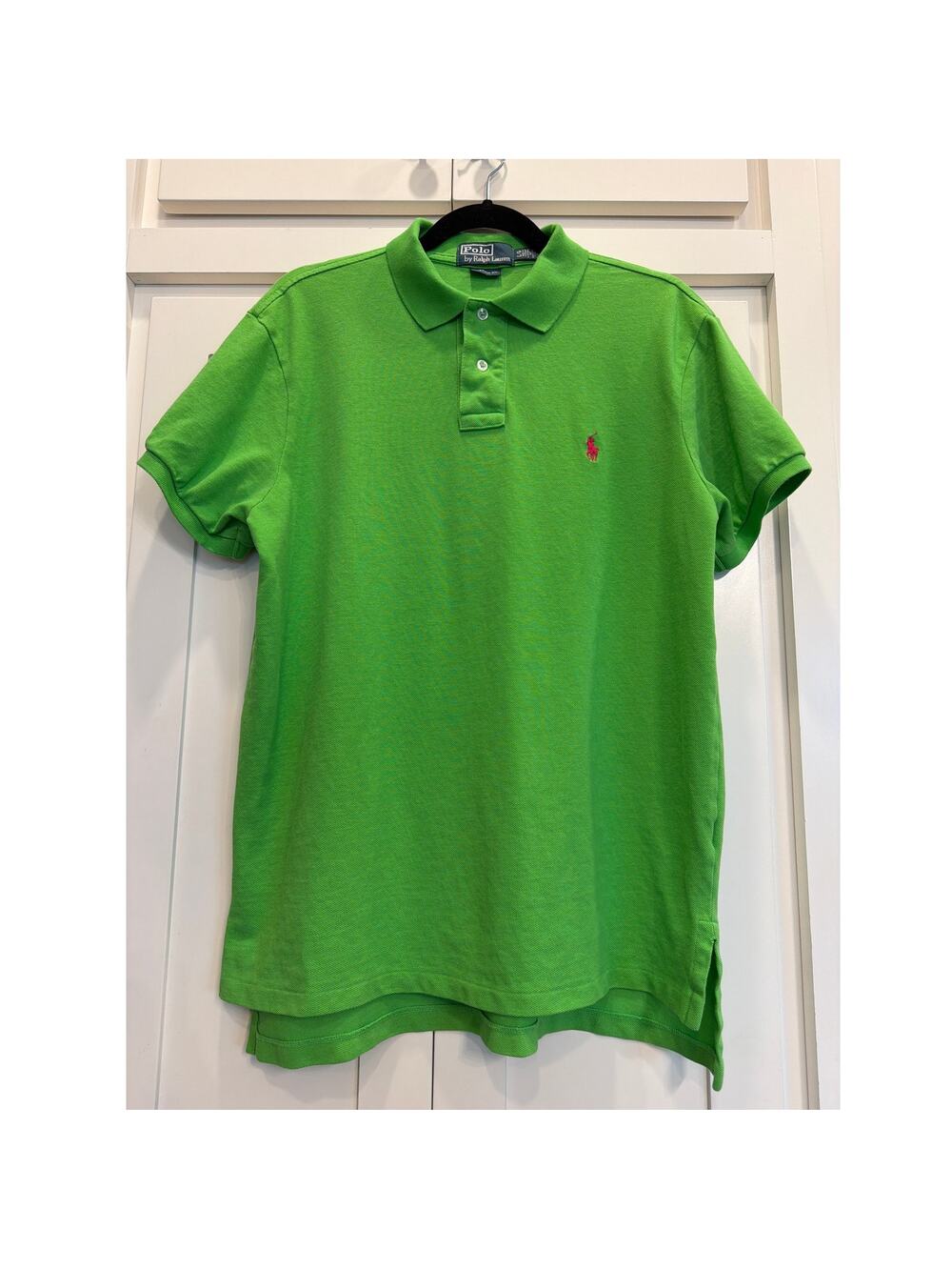 Polo Ralph Lauren Men’s Custom Fit Green Pink Pony Polo Shirt Size L